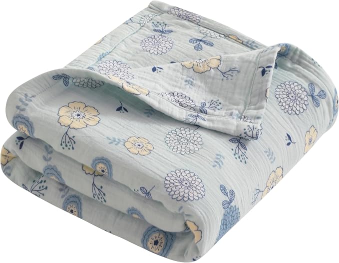 NTBAY Muslin Toddler Blanket, 4-Layer, 30x40 Soft and Breathable Receiving Blanket for Newborns and Infants, Crib Stroller Travel Use, Rustic Bloom
