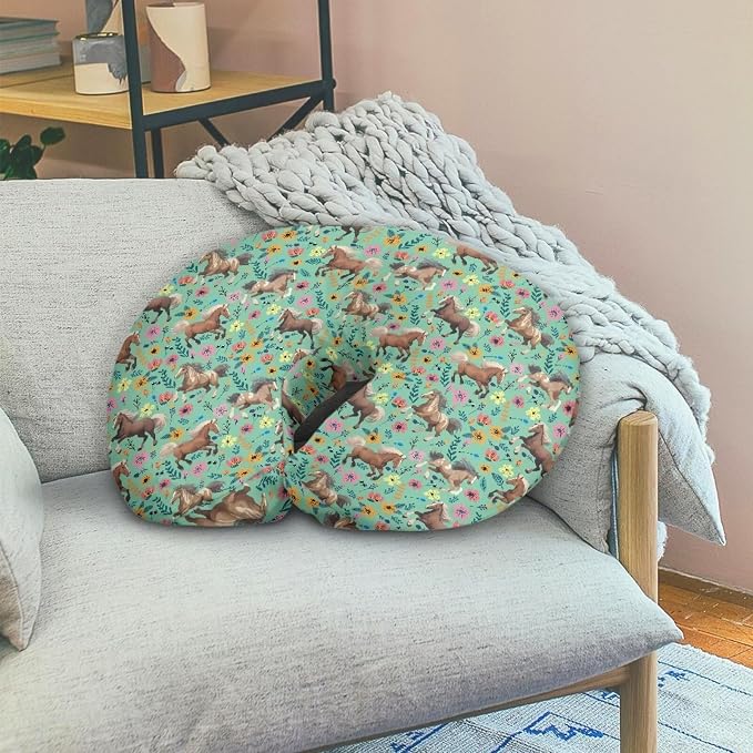 Horse Floral Nursing Pillow Cover Stretchy Neutral Breastfeeding Pillow Cover Fits Snug On Infant Lightweight Neutral Pillow Cover for Infant Snug