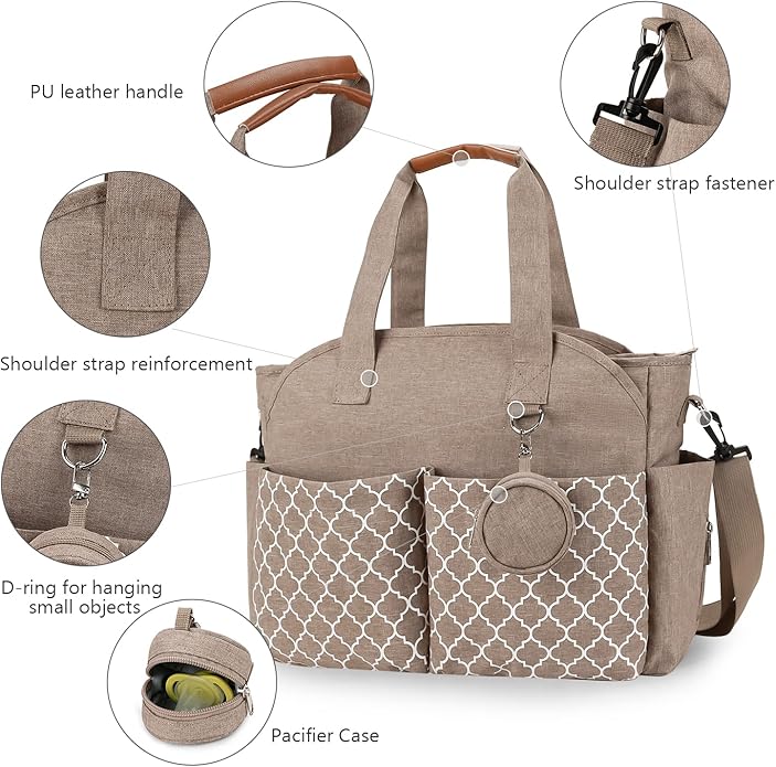Lmbabter Diaper Bag Tote with Changing Station Upgrade Multi-Function Baby Bag with Adjustable Shoulder Strap