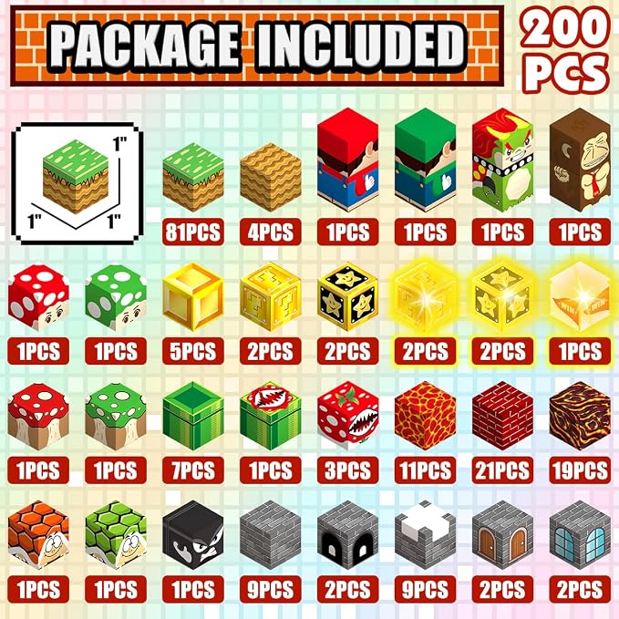 Daoyehsy 200PCS Magnetic Blocks Building Toys, 1" Light Up Building Blocks Magnet Cubes Tiles for Toddlers Boys Girls 3+, Build 3D World STEM Sensory Construction Toys