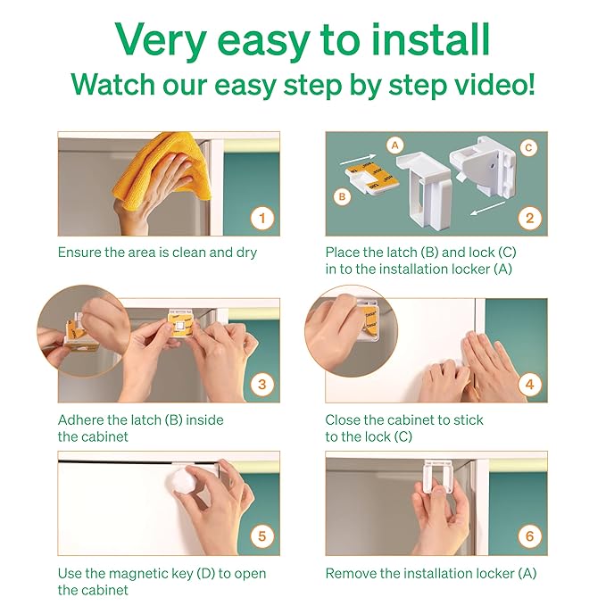 Easy Installation Magnetic Child Safety Cabinet Locks by LoveNoobs?? 20 Locks + 4 Keys, Keep Your Little Ones Safe with Easy-to-Install, Secure Baby Proofing for Cabinets and Drawers