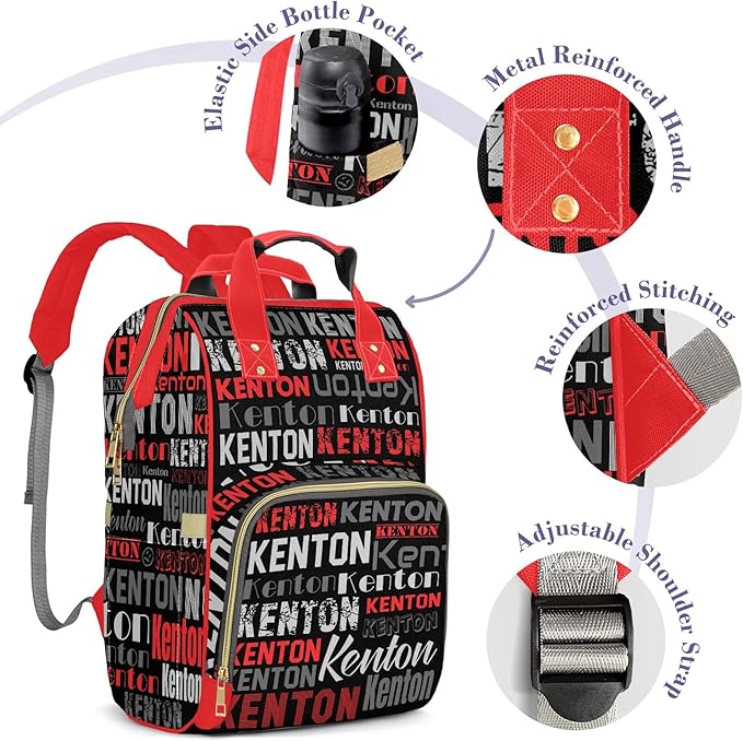 Custom Name Diaper Bag Mommy Bag with Multi-function Shoulders Outdoor Backpack for Newborn Baby Boy, Red Customized Nappy Backpack with Thermal Pockets Nursing Bags