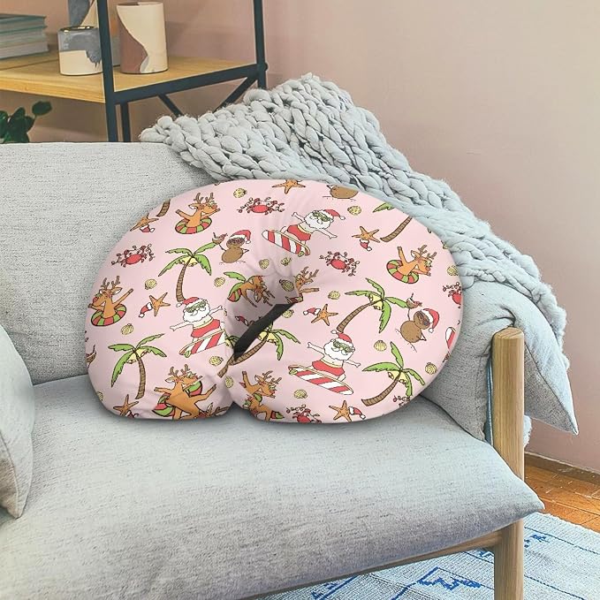 Nursing Pillow Cover for Baby Girl, Soft Removable Breast Feeding Pillow Cover, Nursing Pillow Cases Fit Standard Nursing Pillow Summer Christmas Santa