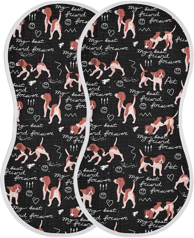 vvfelixl Burp Cloths Beagle Dogs Friends for Baby Boy Girls Baby Washcloths Burp Rags 1 Pack