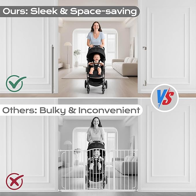 Retractable Baby Gate for Stairs, 55" Wide 38" High Pet Gate with Auto-Retract System, One-Hand Operation, Mesh Baby Gate for Doorways, Hallways, Decks, Indoor & Outdoor, White