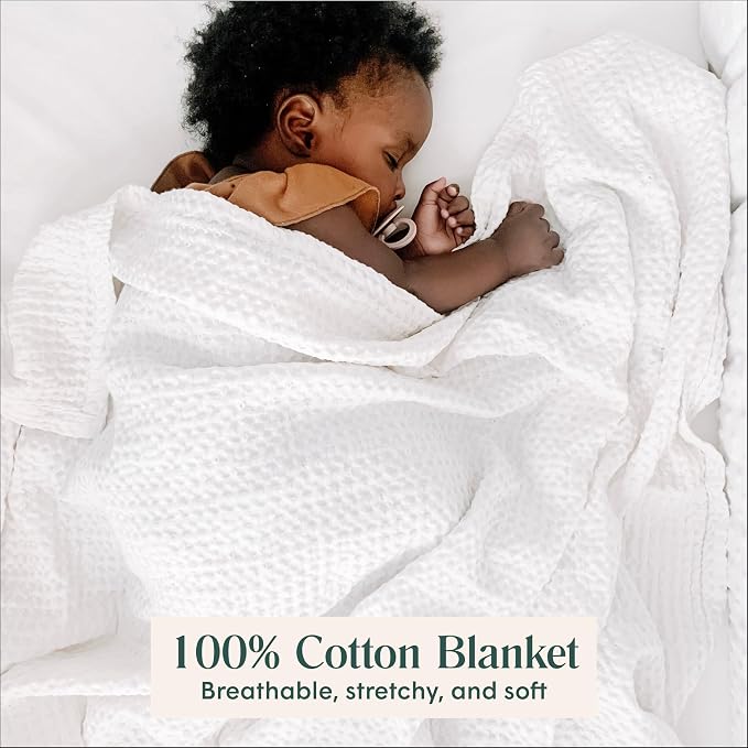 Simka Rose Waffle Baby Blanket Cotton Soft Breathable Swaddle Blanket for Nursery, Stroller & Crib Blanket -Receiving Blankets for Boys & Girls Gender Neutral Toddler Blanket