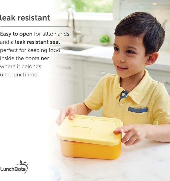 LunchBots Build -a- Bento Lunch Box, Silicone Bento Box for Kids, Multi-Compartment Lunch Container, Oven & Dishwasher Safe, BPA Free, 28 oz - Light Blue
