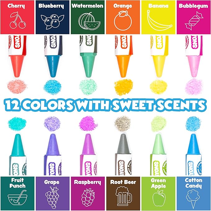 Tub Works® Sweet Scents Smooth??Bath Crayons Bath Toy, 12 Pack | Nontoxic, Washable Bath Crayons for Toddlers & Kids | Unique Formula Draws Smoothly & Vividly on Wet & Dry Tub Walls | Scented Crayons