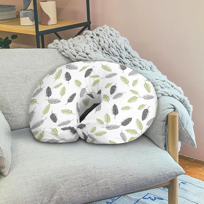 Nursing Pillow Cover Slipcover Watercolor Feathers Print Nursery Bottle Pillowcase Breastfeeding Pillow Cover C Shaped Pregnancy Newborn Infant Feeding Cushion Cover