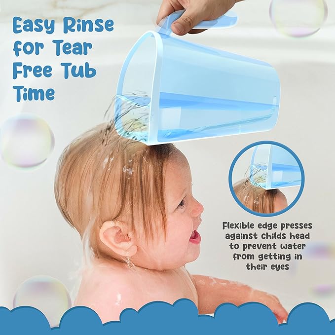 Shampoo Rinse Cup for Kids | Baby Bath Pail | Tear Free Baby Rinser Pail - Three Color Choices