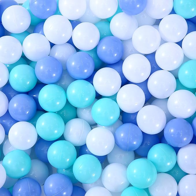 Ball Pit Balls for Toddlers 1-3, 300pcs Crush Proof Plastic Balls for Girls Ball Pit, BPA Free Non-Toxic Play Balls for Baby Pool, Playhouse, Tent, Also for Dogs & Pets, White Blue and Green