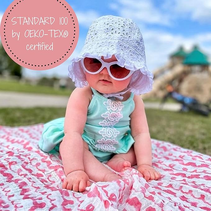 LollyBanks Muslin Swaddle Blankets, 100% Cotton Baby Swaddle Blanket for Girls, Soft and Large 47 x 47 Inches Newborn Swaddle, Breathable Baby Receiving Blankets, Registry (Flamingo and Flower 3 Pack)