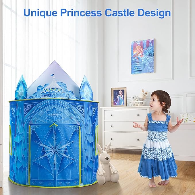 Hamdol Princess Play Tent for Girls, Frozen Toy, Ice Castle Kids Playhouse for Indoor & Outdoor, Imaginative Castle Tent with Carry Bag, Perfect Easter, Birthday & Valentine Gift for Girls Ages 2??