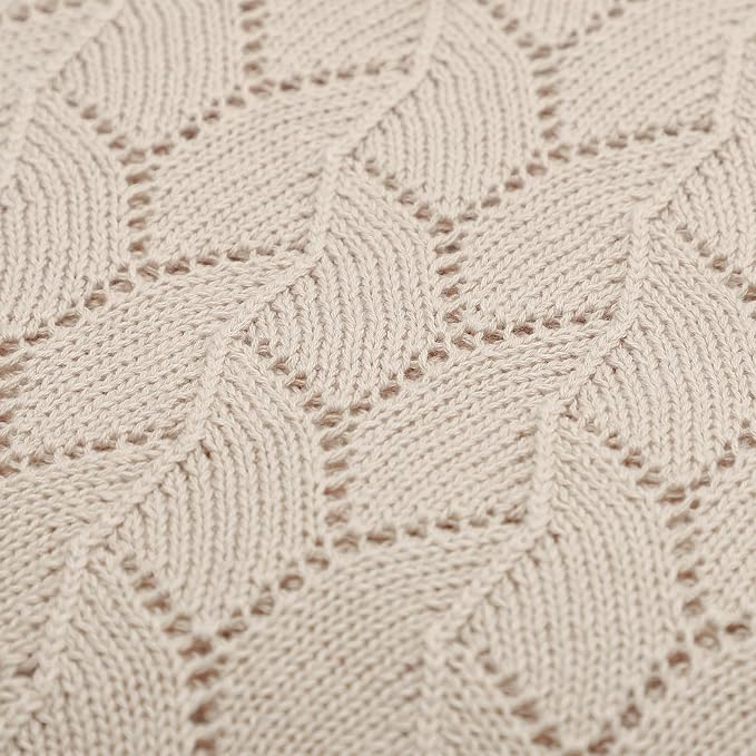 mimixiong 100% Pure Cotton Baby Blanket Extra Soft Cellular Neutral Swaddle Receiving Crib Blanket for Newborn Baby Boy Girl Size 30 x 40 inches (Light Camel)