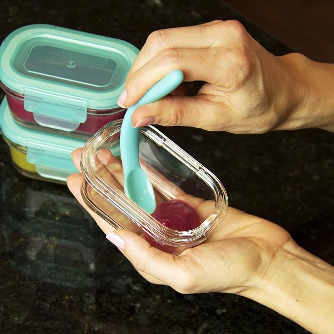 Innobaby Silicone Baby Spoon with Carrying Case Gum Friendly, Aqua