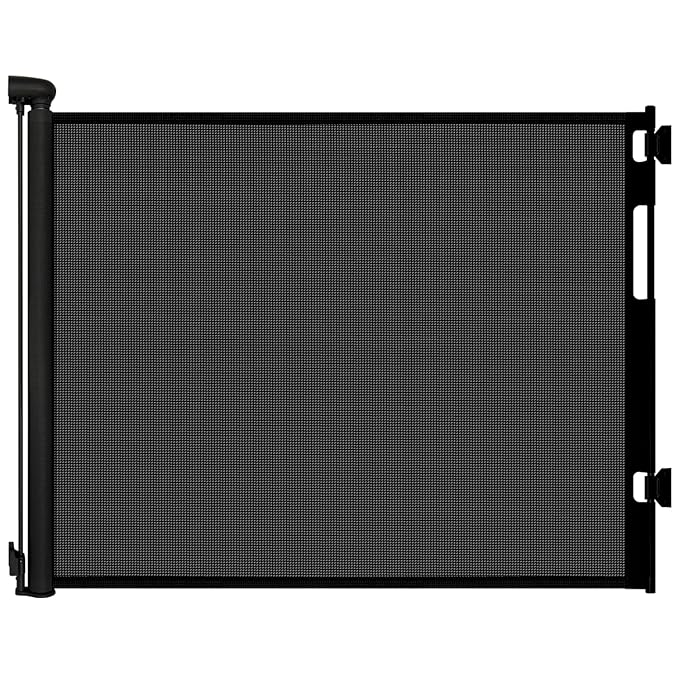 Retractable Baby Gate for Stairs and Doorways, 55" Wide x 33" Tall Mesh Dog Gate for Indoor & Outdoor Use, Safety Gate for Babies and Pets, Child Gates for Hallways, Hardware Mounted, Black