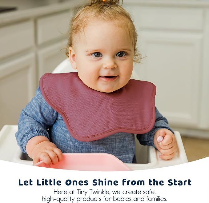 Tiny Twinkle Roundabout Drool Bibs 3 Pack - 360 Rotating Water Resistant and Absorbent Teething Baby Bibs