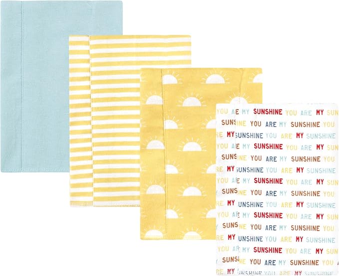 Luvable Friends Hudson Baby Flannel Burp Cloths 4pk, Sunshine