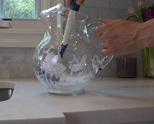 Unger 16??Flexible Glass and Bottle Scrub Brush, Extra-Long, Non-Scratch Cleaning Scrubber for Water Bottles, Travel and Coffee Mugs, Pitchers, Vases, Decanters, Glassware
