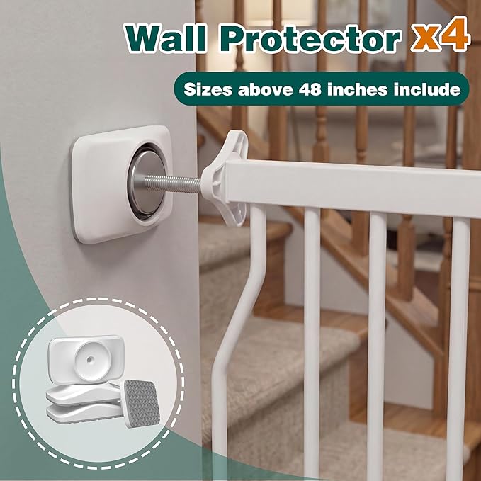 57.5"-62" Extra Wide Auto Closing Baby Safety Gate for Stairs & Doorways, Pressure Mounted No Drill Pet Gate with Walk-Through Door - Heavy Duty Childproof Gate for Toddlers, Kids, Dogs