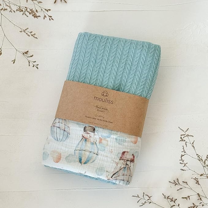 Mouliss Personalized Baby Blanket with Name ??Handmade 100% Organic Cotton Newborn Gift | Custom Knit Blanket for Boys, Girls, Kids & Baby Showers