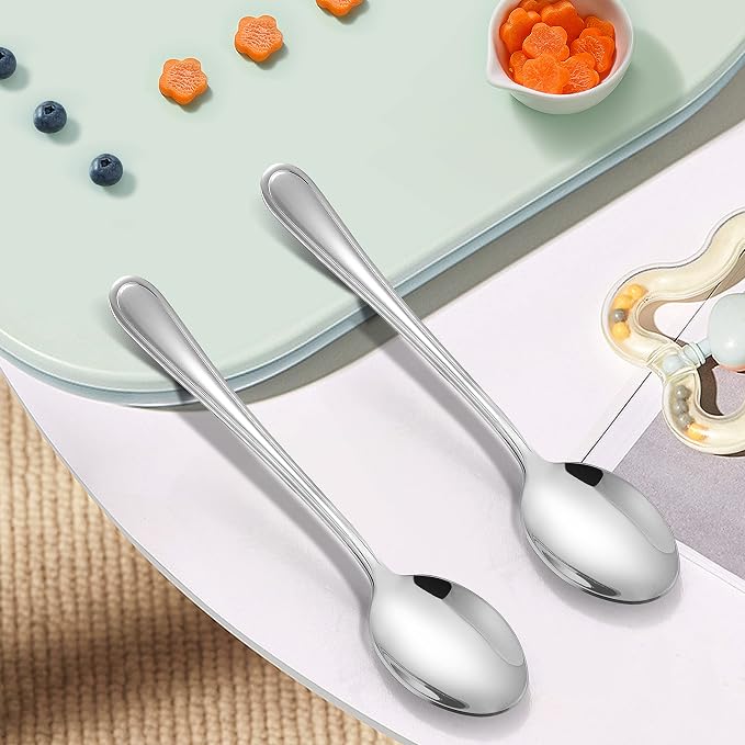 LIANYU 9-Piece Toddler Spoons, Kids Baby Spoons Self Feeding, Stainless Steel Children Silverware Set for 2-10 Year Old, Preschooler Cutlery Flatware Set for Home School, Dishwasher Safe