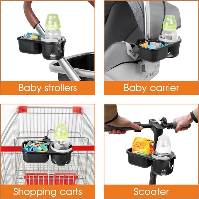 Universal Snack Tray for Stroller with Stroller Cup Holder, Universal Stroller Snack Tray with Cup Holder, Stroller Tray Attachment and Stroller Accessories