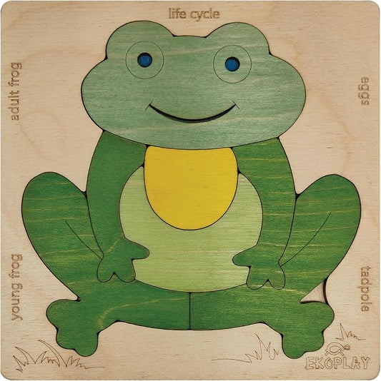 Life Cycle of a Frog 15 Piece Wooden Multilayered Jigsaw Puzzles for Kids Educational Toy and Gift for Boys & Girls 3 Years and Above
