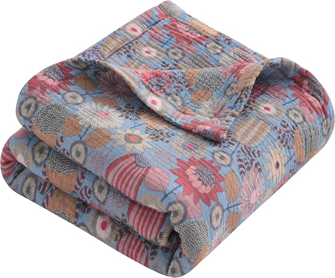 NTBAY Muslin Toddler Blanket, 4-Layer, 42x60 Cozy Preschool Nap Blanket, Soft Breathable Nursery Blanket for Toddlers and Kids, Boho Flower