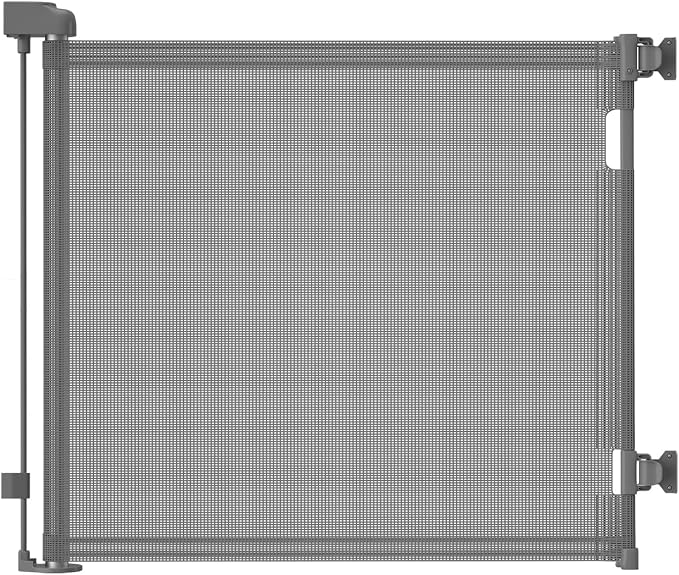Retractable Baby Gate,Mesh Baby Gate or Mesh Dog Gate,33" Tall,Extends up to 71" Wide,Child Safety Gate for Doorways,Stairs,Hallways,Indoor/Outdoor(Grey,33"x71")
