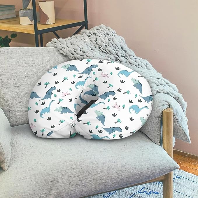 Dinosaur Nursing Pillow Cover Slipcover Comfortable Scratches-Proof Fabric Breastfeeding & Bottle Feeding Pillow Case for Home Car Nursery Room Decorations
