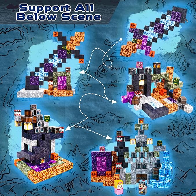 Goody King 150 PCS Magnetic Building Blocks,Dark Castle Set Magnetic Blocks,Magnetic Toys for Kids, Sensory Toy for STEM Learning Toys for Kids 3+ Boys and Girls Christmas Birthday Easter Gifts