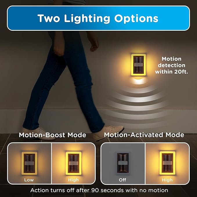 Enbrighten SleepLite LED Night Light Motion Sensor Nightlight Dusk to Dawn Amber Lights Ambient Lighting Room Decor for Bedroom Baby Nursery Bathroom Oil Rubbed Bronze