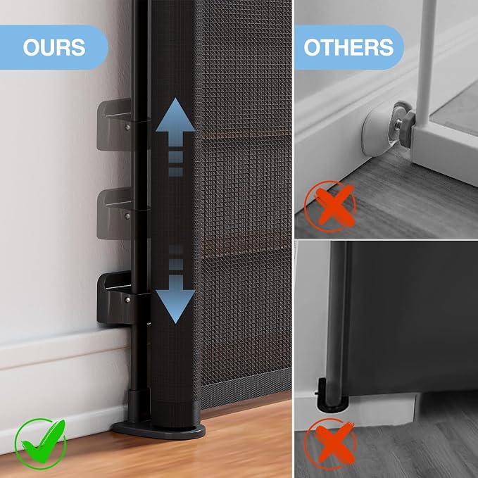 probebi Retractable Baby, Child & Dog Gates for Stairs, Extends to 54" Wide 34" Tall, Use for Outdoor, Indoor, Hallways, Doorways, Deck, Porch, Black