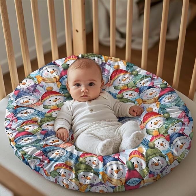 Colorful Snowman Boy Girl Gender Neutral Nursing Pillow Cover Baby Breastfeeding Slipcover Infant Newborn Nursery Bottle Pillowcase Feeding Cushion Cover (Pillow NOT Included)