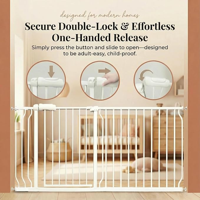 Walk Through Baby Gate 29-43.5 Inch Wide for Stairs Tension Pet Dog Gates Indoor for Doorways No Drilling Pressure Mounted Pet Gates for Kids