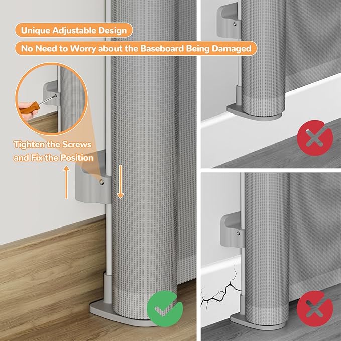 Retractable Baby Gate for Stairs & Doorways, Mesh Safety Gate for Child & Dogs, Child Gate with Door, 34" Tall, Extends Up to 71" Wide Baby Proofing for Home (Gray)