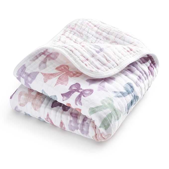 aden + anais 100% Organic Cotton Muslin Dream Blanket, Perfect for Babies, Infants and Toddlers, Crib Blanket, Nursery Essential, Bow Atelier