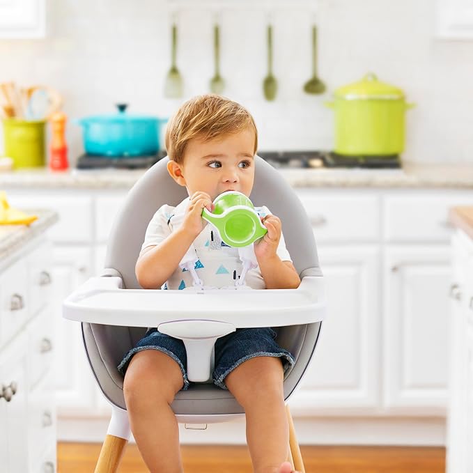 Munchkin® Gentle™ Transition Sippy Trainer Cup, 4 Ounce, Green & Snack Catcher® Toddler Snack Cups, 2 Pack, Blue/Green