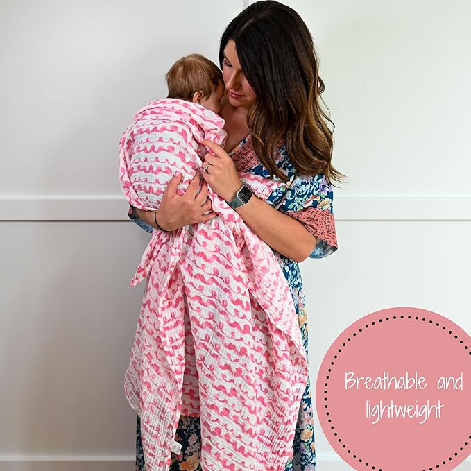 LollyBanks Muslin Swaddle Blankets, 100% Cotton Baby Swaddle Blanket for Girls, Soft and Large 47 x 47 Inches Newborn Swaddle, Breathable Baby Receiving Blankets, Registry (Flamingo and Flower 3 Pack)