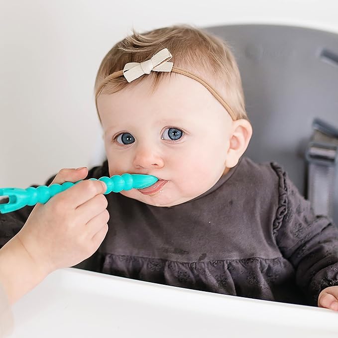 Ryan & Rose Cutie Tensils Baby Spoon and Fork [2 Pack] (Turquoise)