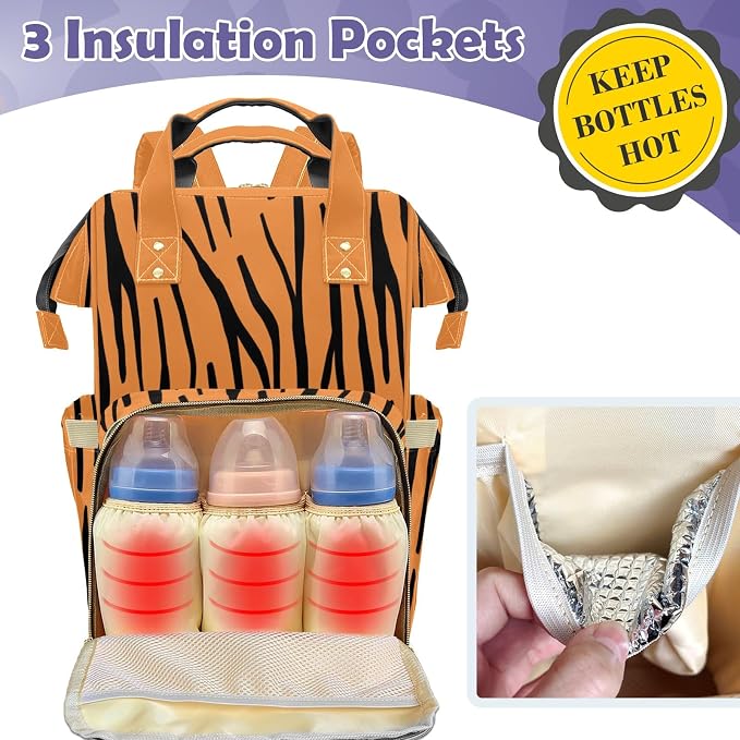 Custom Diaper Backpack, Upgraded Large Capacity Baby Bag with Insulated Pockets, Personalized Diaper Changing Backpack, Multifuction Mommy Bag for Boys and Girls