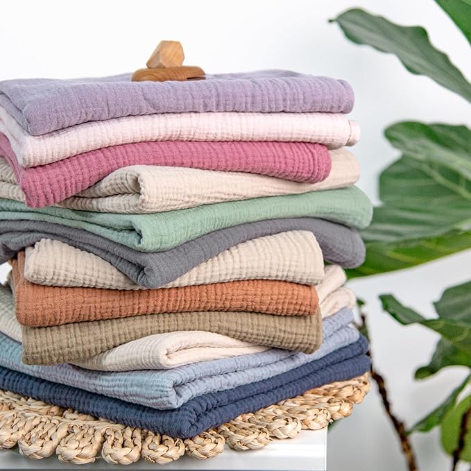 lulumoon Muslin Swaddle Blanket Baby - Cotton Swaddling Blanket Soft Baby Receiving Blankets Neutral 3Pack(Grey+Green)