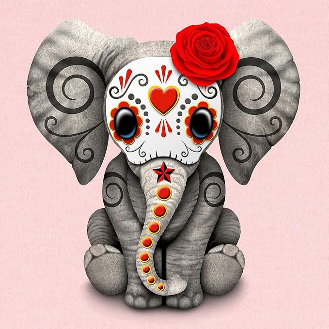 CafePress Red Day of The Dead Sugar Skull Baby Elephant Baby Baby Blanket, Super Soft Newborn Swaddle
