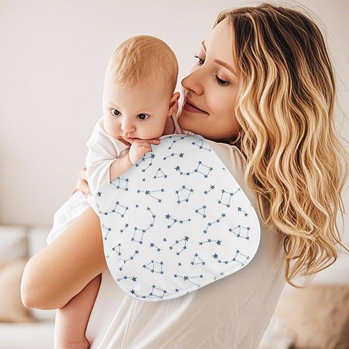 2-in-1 Burp Cloths and Baby Bibs - 6 Pack Large Super Absorbent Soft Cotton Burping Cloths for Spit Up, 3 Layers Thick Baby Burp Rags for Girls & Boys