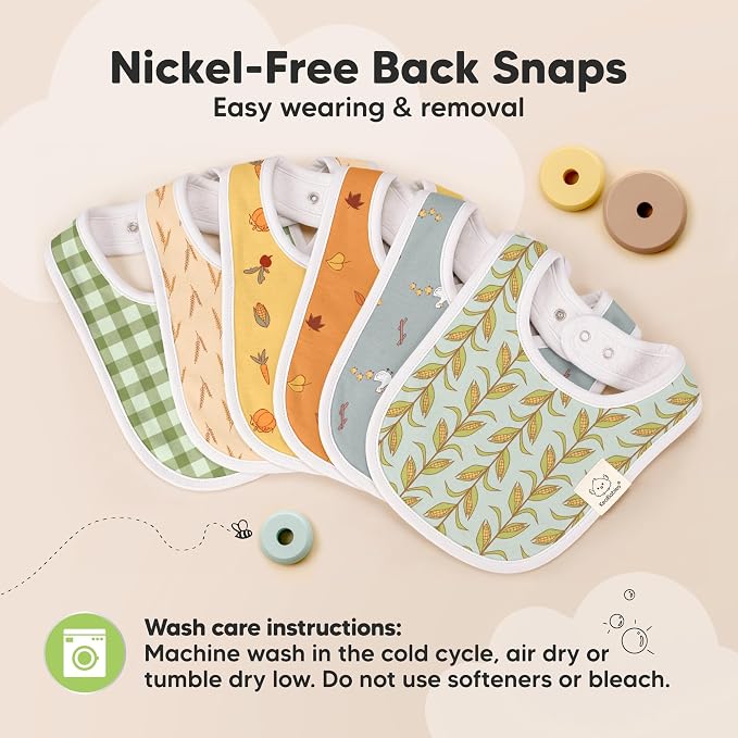 8-Pack Organic Baby Bibs for Boys, Girls - Soft Cotton Drooling and Teething Bibs for Baby Girl & Boy, Extra Absorbent, Easy To Clean & Put On for Toddler, Newborn, Infant 0-24 Months (Countryside)