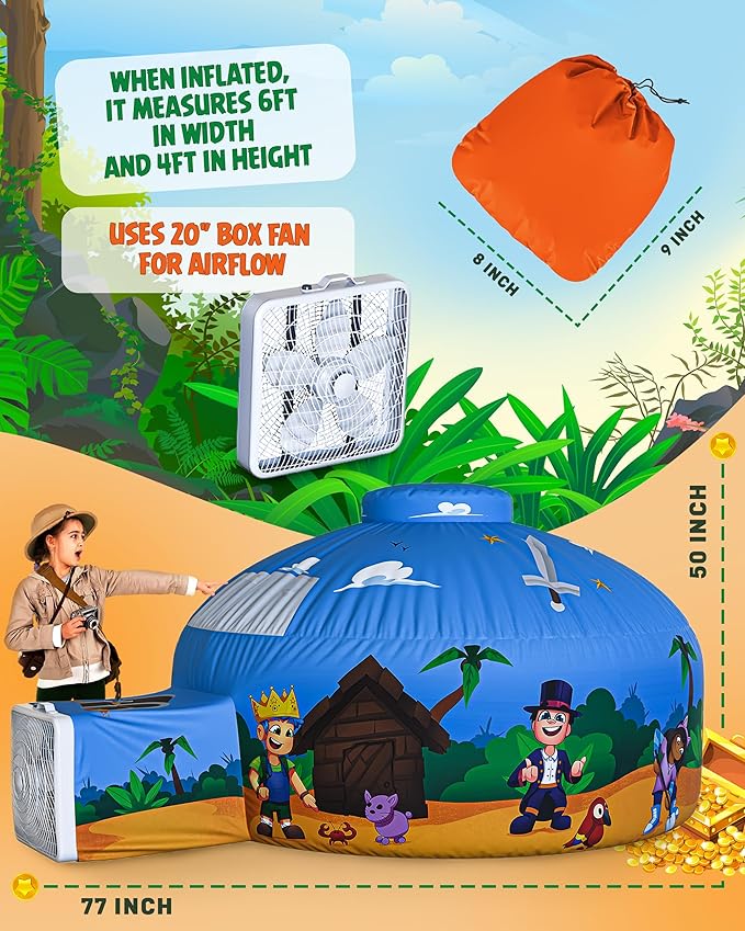 Skywin Blox Fortress Funhouse Air Tent for Kids with Door (77??x 50?? Builds in 30 Sec, Toddler Tents Indoor for Imaginative Play, Kids Forts Indoor Playhouse, Christmas Birthday Gift (Fan Not Incl)