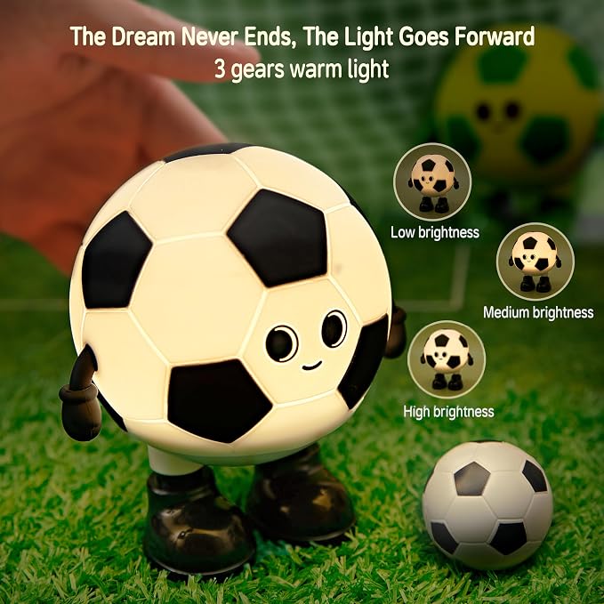 Soccer Night Light, 7 Colors Dimmable Bedside Lamp, Touch Control Night Lamp with Timer for Kids Adults, Used for Camping Party Room Decor (Soccer)