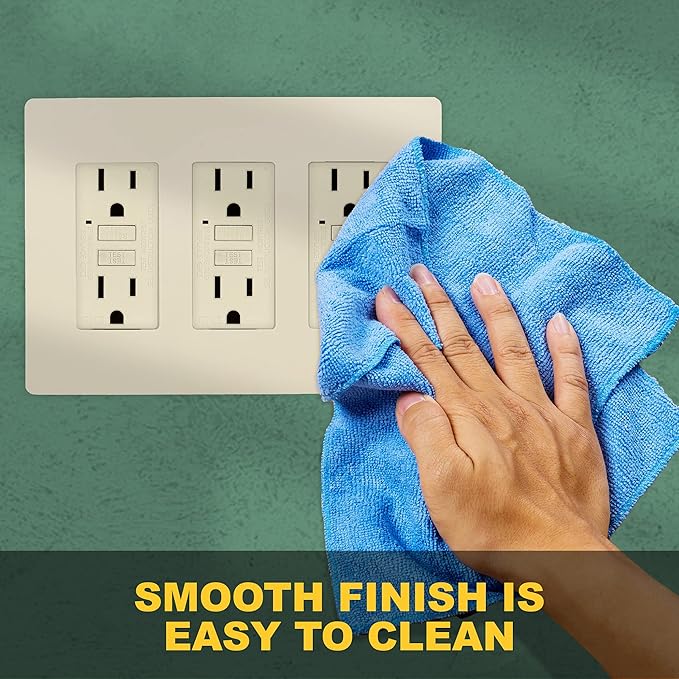 Faith 3-Gang Decorator Screwless Wall Plates Child Safe Outlet Covers, 4.68"H x 2.93" L, Fits GFCI, USB Receptacle, Dimmers, and Lighting Controls, ETL Listed, Ivory, 4-Pack