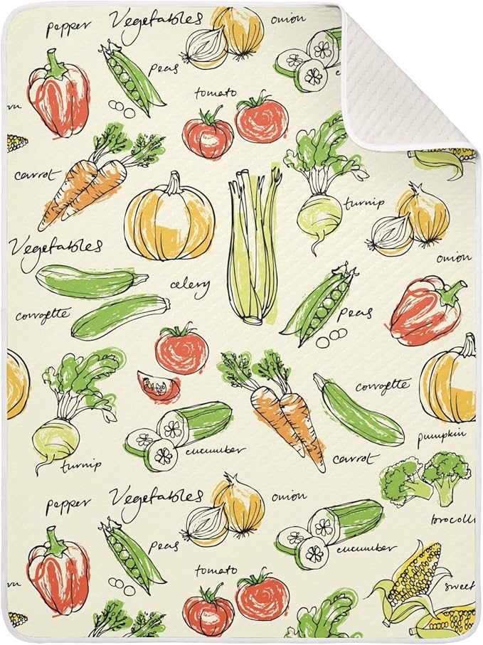 Ollabaky Vegetables Food Baby Blanket for Boys Girls Cotton Throw Blanket Swaddle Blanket for Crib Stroller Nursery Receiving Blanket Infant Toddler Unisex 30"x40"